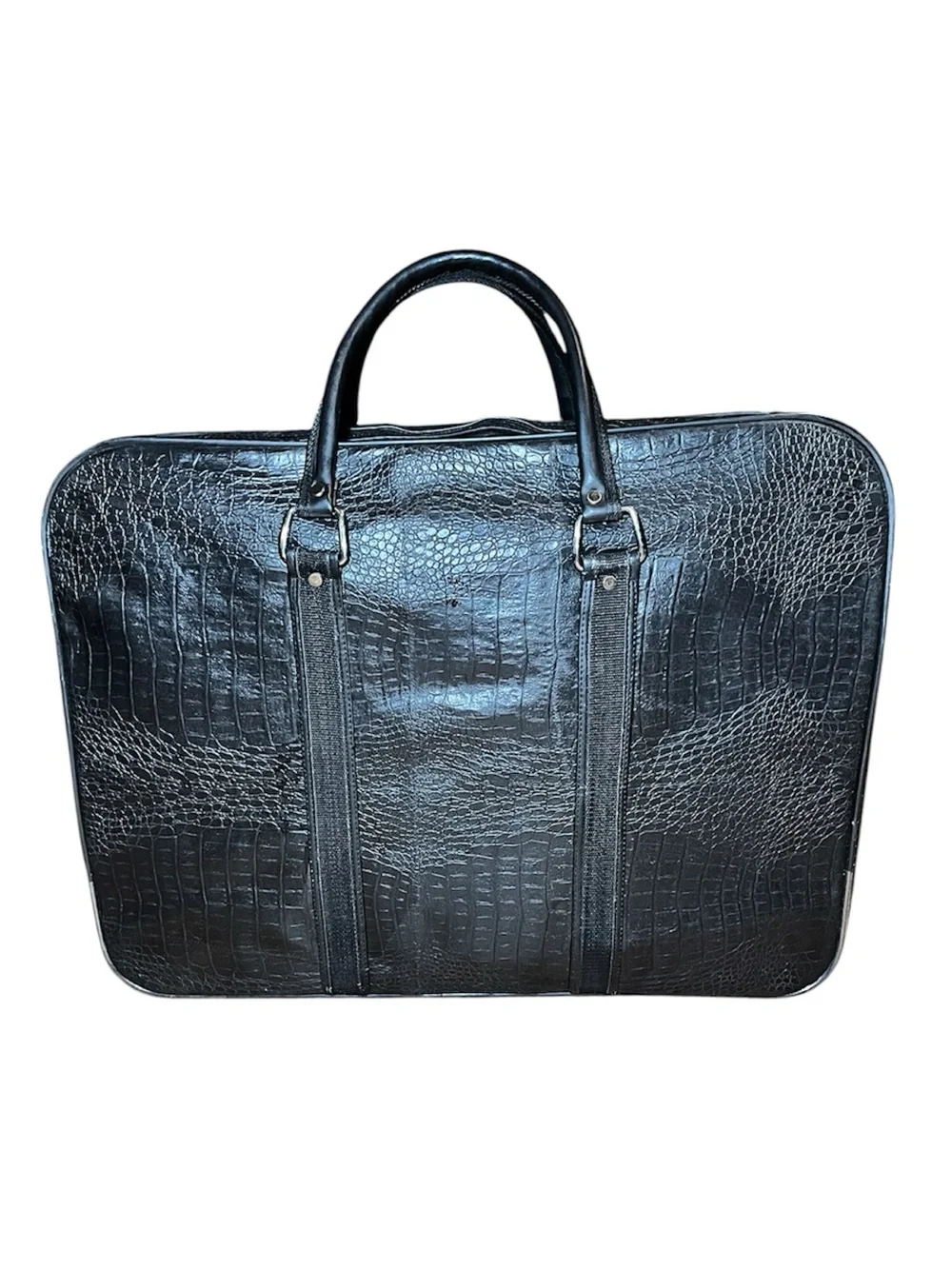 Pierre Cardin Black Croc-Embossed Laptop Briefcase